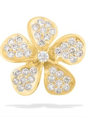 Na Hoku 14k Yellow Gold 1.2 CTW Diamond Plumeria Floral Pendant